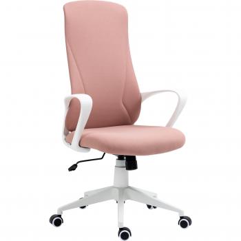 Vinsetto Silla de Oficina Giratoria Altura Ajustable con Reposabrazos Función de Basculante Respaldo Alto 62x56x110-119,5cm Rosa