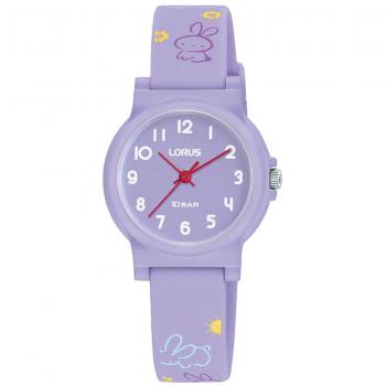 Reloj Infantil Lorus RRX43JX9 - Reloj analógico para niños, resistente al agua (3 ATM), correa de silicona azul, esfera multicolor con diseño divertido, mecanismo de cuarzo, tamaño adecuado para