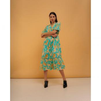 Niza - Vestido largo con paneles y algodón perforado