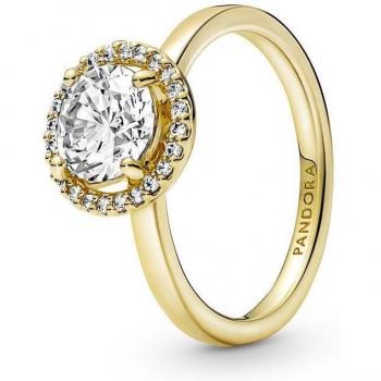Anillo Halo Redondo Brillante Pandora con Recubrimiento en Oro de 14K y 50 Zirconias Cúbicas