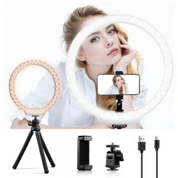 K&F Concept Anillo de Luz Led con Soporte para Youtube y Selfie Video de Maquillaje