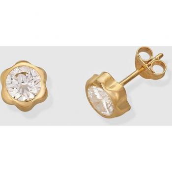 Pendientes de oro con circonitas incrustadas, elegantes y brillantes
