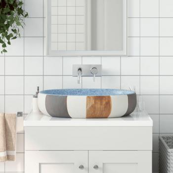 Lavabo sobre encimera ovalado de cerámica multicolor 59x40x14 cm