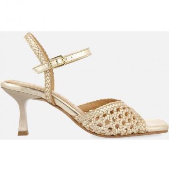 Sandalias doradas de tacón fino con piel trenzada para mujer Durseley
