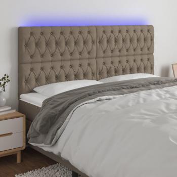 Cabecero Led Taupe 180x7x111/128 cm Tejido con luces led tela gris taupe