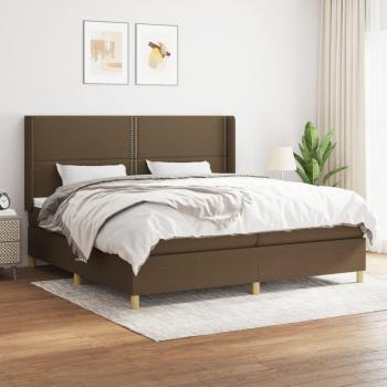 Cama box spring suave con colchón marrón oscuro 200x200 cm tela
