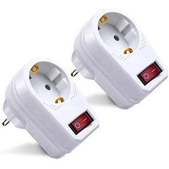 Extrastar Adaptador Enchufe con interruptor, 2 paquetes