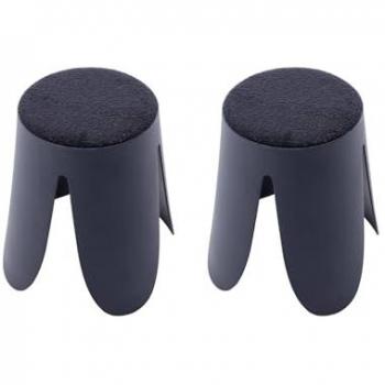 Set de 2 Taburetes Apilables Niki con Asiento Texturado, Azul Marino, 44x30x46 cm