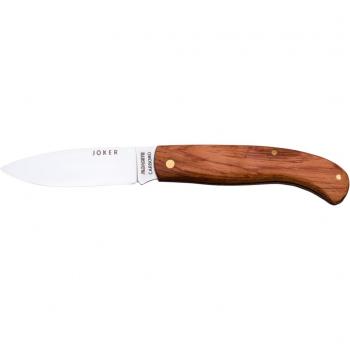 Navaja de pistón Joker NB75 con cachas de bubinga y hoja de acero carbono de 8,5 cm para actividades al aire libre