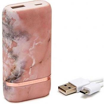 RICHMOND & FINCH Banco de Potencia Compactos, Cargador de teléfono portátil con batería Externa de Alta Capacidad de 5200 mAh, Compatible con iOS y Android, mármol Rosa