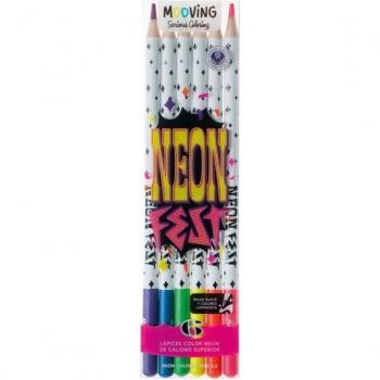 Lápices de colores neón Mooving 6 piezas