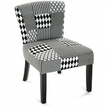 Versa 19501304 Sillón, Poliéster, Blanco/Negro, 73x64x50