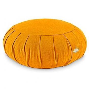 Lotuscrafts Cojin Zafu Meditación Yoga Zen - Altura 15 cm - Relleno de Espelta - Cubierta en Algodon Lavable- Cojin Yoga Zafu - Cojin Suelo Redondo - Meditation Cushion - Certificado Gots