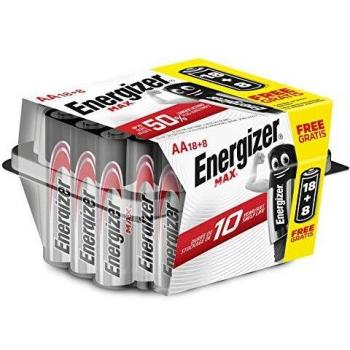 Pack de 26 pilas alcalinas Energizer MAX LR6 AA, 50% más de rendimiento, Family Pack