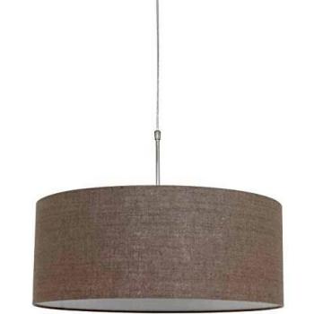 Lámpara de Techo Suspendida Cilíndrica Sparkled Light Sienna Acero Cepillado Tela Lino