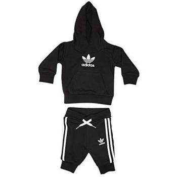 adidas Trefoil Hoodie Sweatshirt, Unisex niños, Top:Black/White Bottom:Black/White, 3-4A