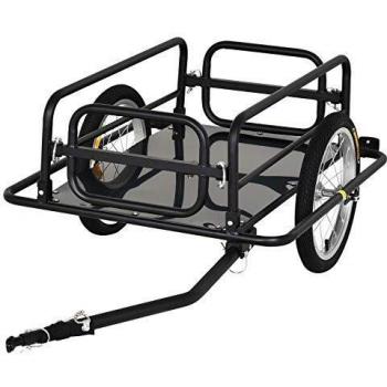 PawHut Remolque de Bicicleta para Carga 50kg Carga de Equipaje Marco de Acero Ligero con Reflectores