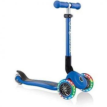 Patinete Plegable Globber Junior con Ruedas Luminosas, Azul Navy