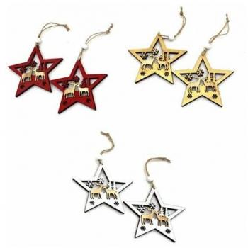 Colgante Estrella con Renos Surtido 9 cm (Pack de 2)