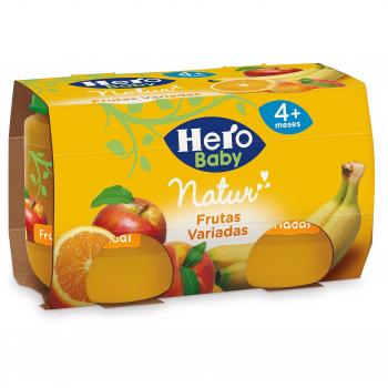 Hero Baby Tarritos de Frutas Variadas - Para Bebés a partir de 4 meses - 6 Packs de 2 x 120 g