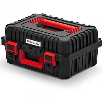 Caja de Herramientas Kistenberg Heavy - 36x44,5x21,6 cm, Asas Ergonómicas, Cierres de Sujeción y Estructura Reforzada, Color Negro