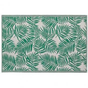 Alfombra Exterior Kota Verde Esmeralda 120 x 180 cm con Patrón Floral de Hojas de Palma Sintética