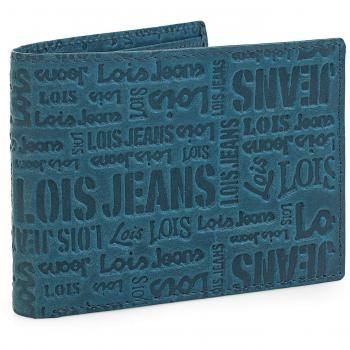 Lois - 11713 Cartera Monedero Billetero Tarjetero Hombre de Piel Genuina. Portamonedas con botón. 12 Compartimentos Tarjetas y documentación y 2 para Billetes, Color Azul