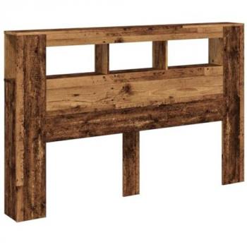 Cabecero LED madera envejecida 160x18,5x103,5 cm madera de ingeniería