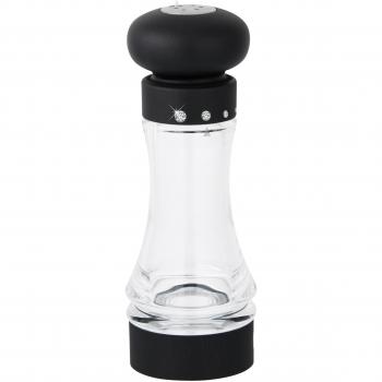 Fackelmann 46845 – Salero/pimentero Diamante de acrílico/Acero Inoxidable/plástico, Negro/Transparente, 19 x 6 x 6 cm