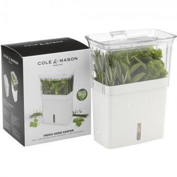 Cole & Mason H105159 Tealby Conservador Para Hierbas Aromaticas Frescas Cortadas, Blanco/Transparente, Contenedor de Almacenamiento de Refrigerador de Hierbas, Acrílico, 2 Años de Garantía