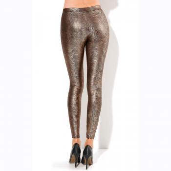 Legging Mujer símil Piel Serpiente Acabado Metalizado Mujer by VencaSt - 117100,Dorado,M