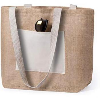 Bolsas de yute reutilizables, tote bag ecológico, biodegradable, Bolsa de materiales naturales en combinación de algodón y corcho lavable, bolsa de verano, ideal para la playa, Uvimark