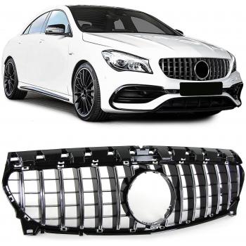 Rejilla deportiva para coche - Mercedes CLA C117 W117 2016-2019 - Negro Brillante/Cromo