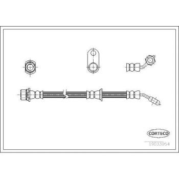 Latiguillo de freno CORTECO 19033054 - manguera de freno, fabricado en material resistente a altas presiones, con conectores metálicos, longitud específica para modelos compatibles, cumple con normativas de seguridad y