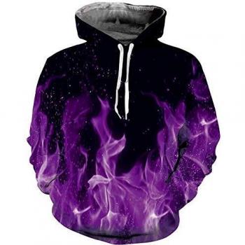 Goodstoworld Sudadera con Capucha Unisex Sudaderas con Capucha para Hombre Pullover Mujeres 3D con Capucha Púrpura Fuego Divertido Sudadera con Capucha de Manga Larga Sudadera Deportiva Atlética XL