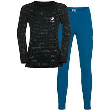 Odlo Set L/S Long Conjunto Térmico, niños, Azul