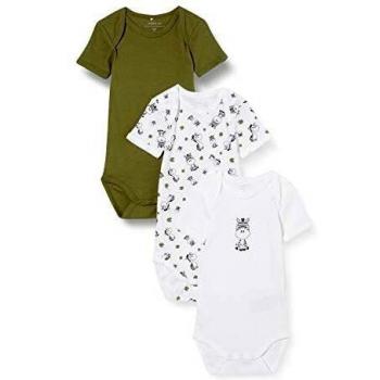 NAME IT Nbmbody 3p SS Loden Green Zebra Noos Pelele, 50 para Bebés