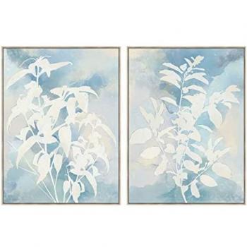 Cuadro DKD Home Decor 90 x 4 x 120 cm Hoja de planta Escandinavo (2 Unidades)