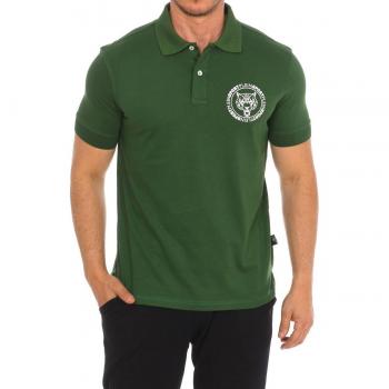 Plein Sport Men's Short-Sleeved Polo Shirt PIPS508 in Green Cotton