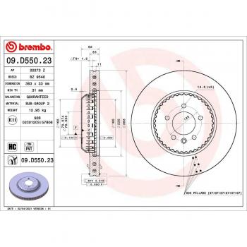 Disco de freno BREMBO 09.D550.23, ventilado, altamente carbonizado, dos piezas, para LAND ROVER Discovery