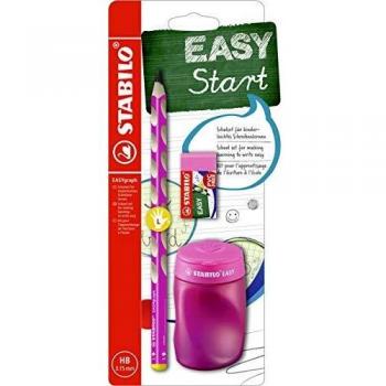 Set Escolar STABILO EASYgraph para Izquierdos Rosa (Lápiz HB, Sacapuntas y Goma)