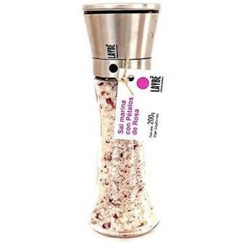LAYBE Molinillo Sal con Petalos de Rosa De cristal y reutilizable - 200 g