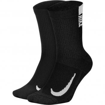 Nike Multiplier Crew Sports Socks 2 Pack - Black, Size: 38-42