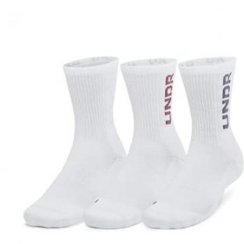 Calcetines Under Armour 3-Maker Mid-Crew (3 pares) - L, color blanco puro y negro