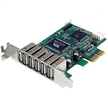 StarTech.com PEXUSB7LP - Adaptador de tarjeta PCI Express con USB 2.0 de 7 puertos, alta velocidad