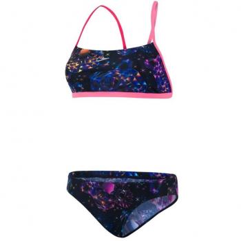 Speedo Diamondize Crossback Bañador, Mujer, Negro/Rosa Chicle, 28