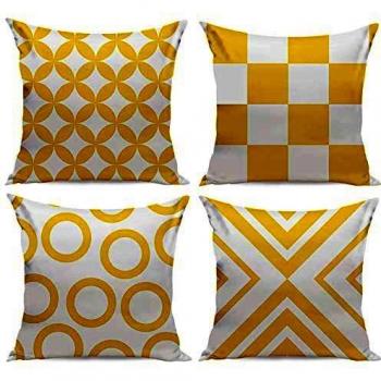 HuifengS New Living Series Funda de cojín para sofá, Cama o sofá, diseño geométrico, 45 x 45 cm, 4 Unidades