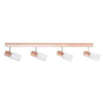 Lámpara de Techo Kira Wood, Madera y Metal, Vidrio Blanco, Roble y Cromo, 75x9x18 cm