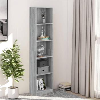 Estantería de 5 niveles contrachapada 40x24x175 cm en gris sonoma, roble ahumado y marrón roble, mueble de almacenaje ideal para oficina, estudio y dormitorio