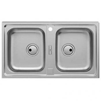 Roca A870K20860 Fregadero Reversible 2 Cubetas, 860x500x200, Siena 80 2C, Acero Inox